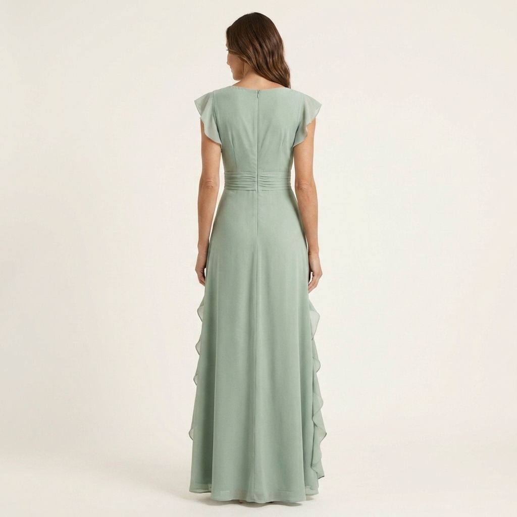 Delyth - Elegant Ruffle Wrap Maxi Dress