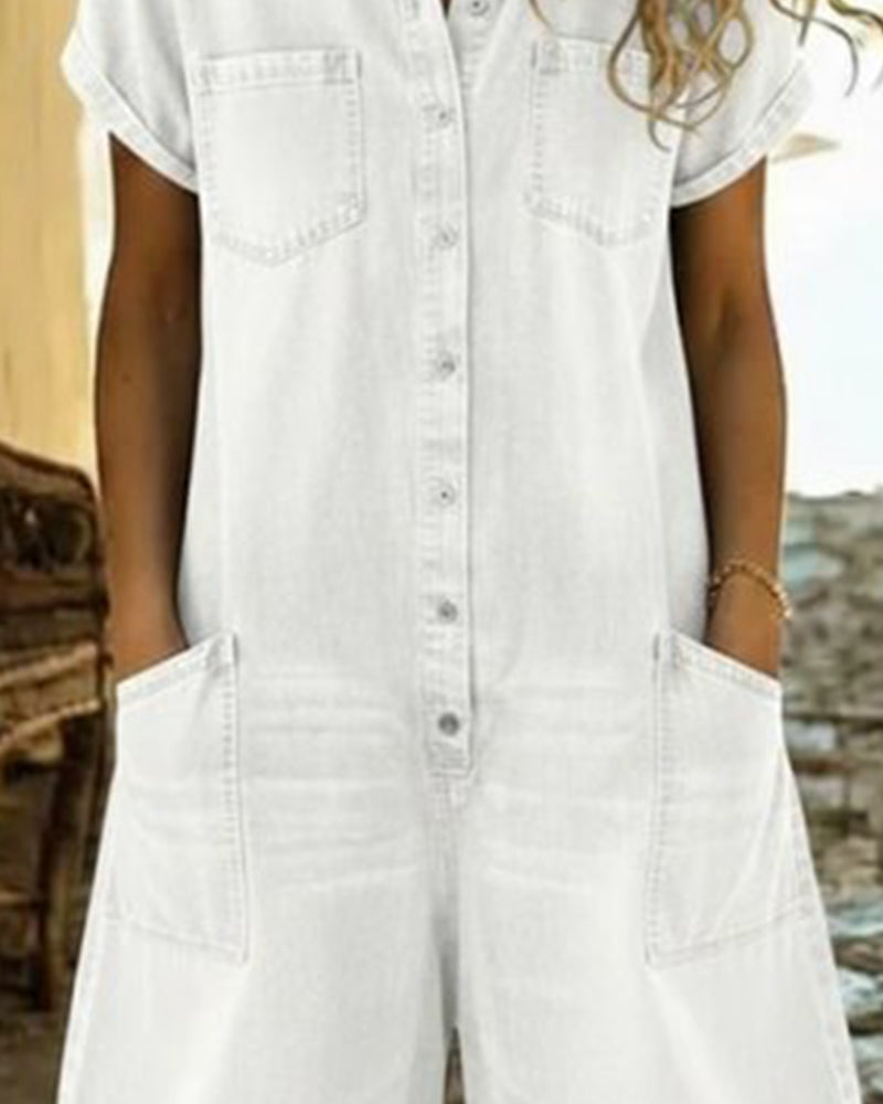 Ysmeria - Denim Button Front Romper