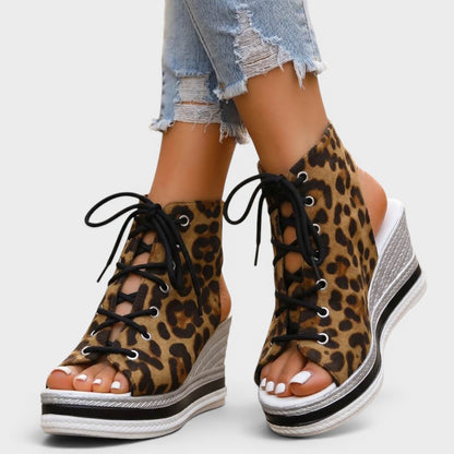 Elaina - Elevated Lace-Up Wedge Sandal