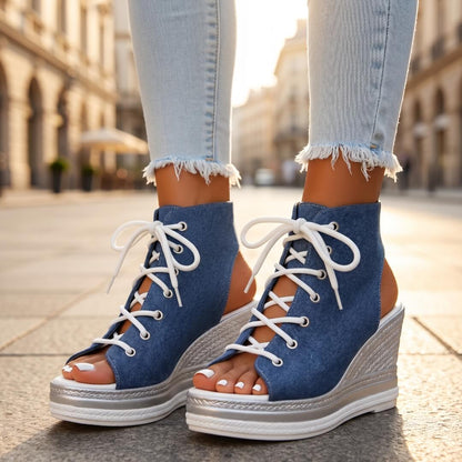 Layla - Elevated Lace-Up Wedge Sandals