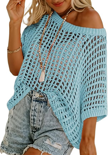 Hallie - Airy Openwork Knit Top