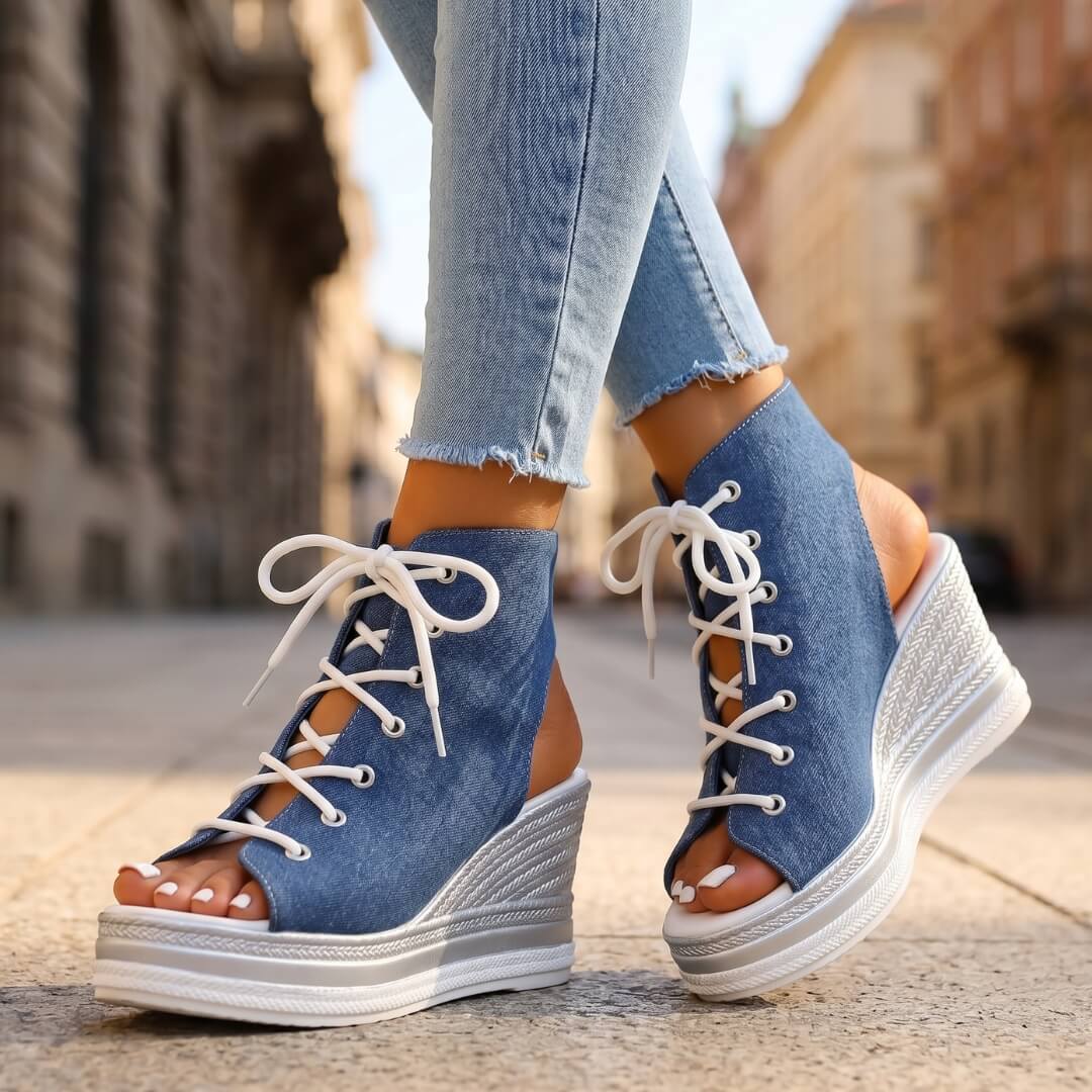 Layla - Elevated Lace-Up Wedge Sandals