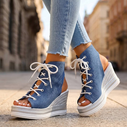 Layla - Elevated Lace-Up Wedge Sandals