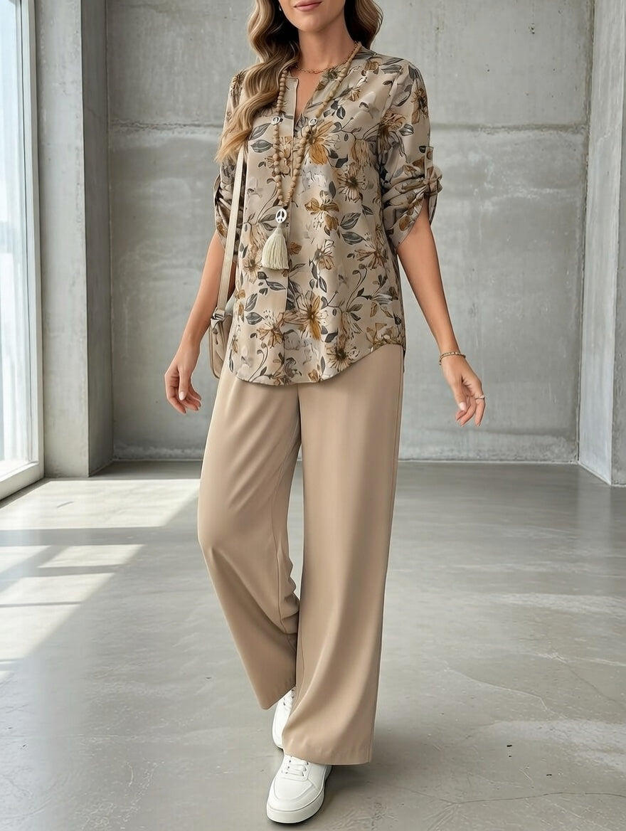 Ilaria - Soft-Touch Floral Two-Piece Set