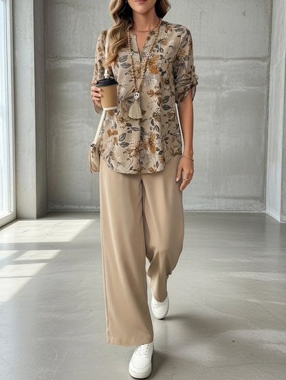Ilaria - Soft-Touch Floral Two-Piece Set