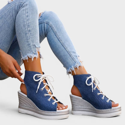 Elaina - Elevated Lace-Up Wedge Sandal
