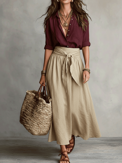 Estella - Elegant Blouse & Midi Skirt Set