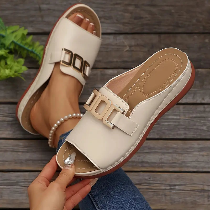 Lucerra - Buckle Strap Slide Sandals