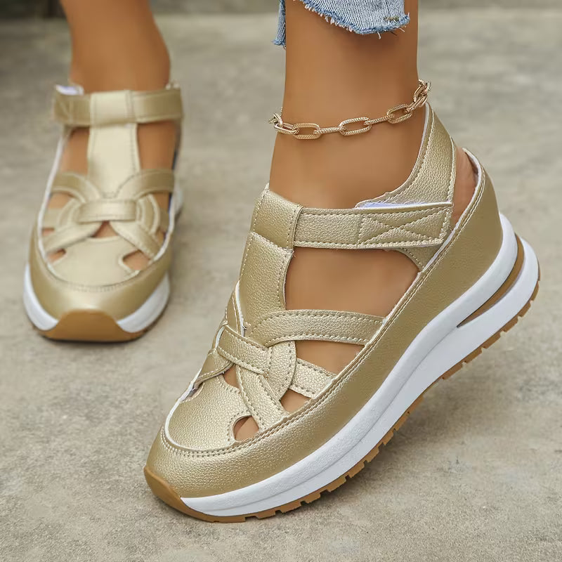Novessia - Cut Out Platform Wedge Sandals