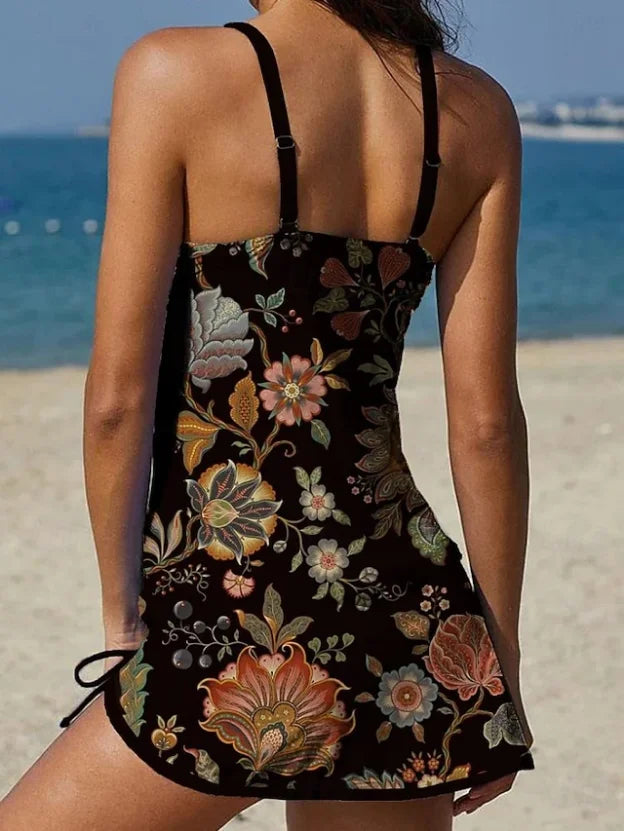 Ysoria - Printed Halter Swim Dress Set