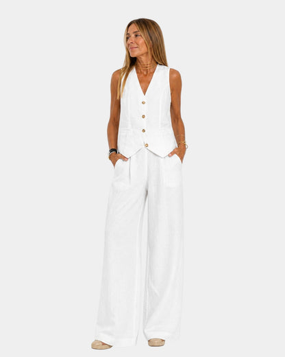 Nicolette - Tailored Vest & Wide-Leg Trousers Set