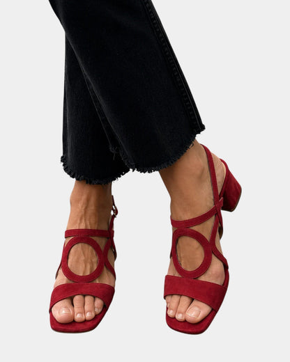 Florette - Cutout Strap Block Heel Sandals