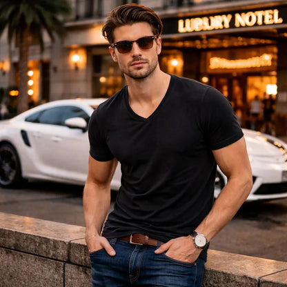 Jackson - Soft-Touch Slub V-Neck T-Shirt