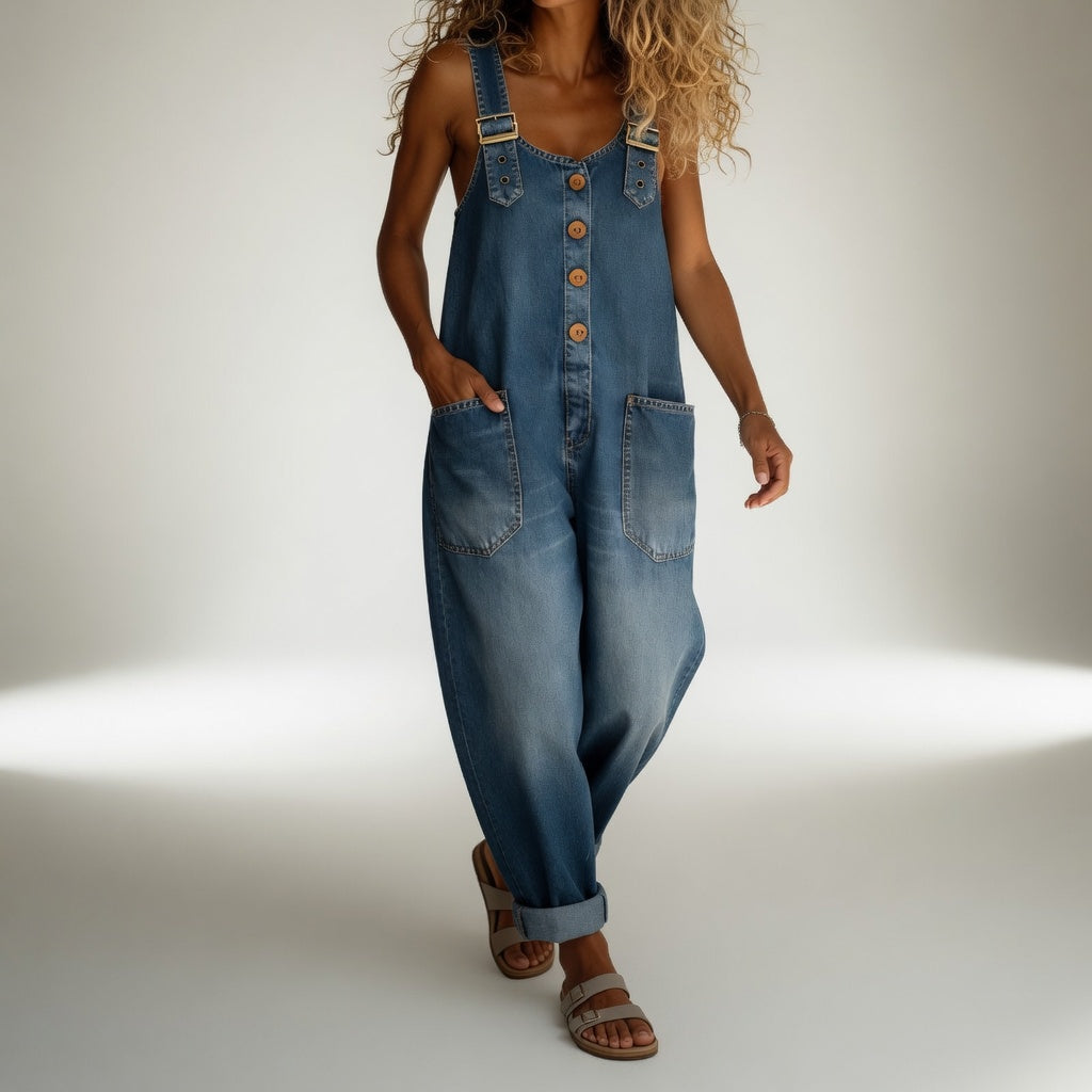 Opaline - Button Front Denim Overalls