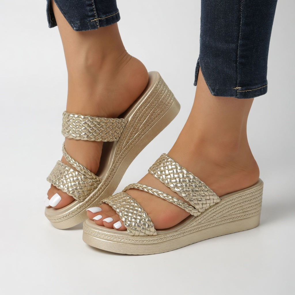 Whitley - Braided Platform Slide Sandals