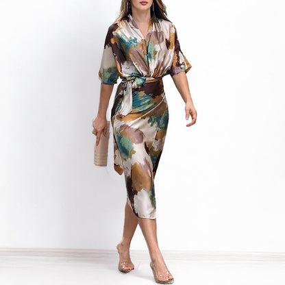 Jelyra - Lustrous Wrap Midi Dress