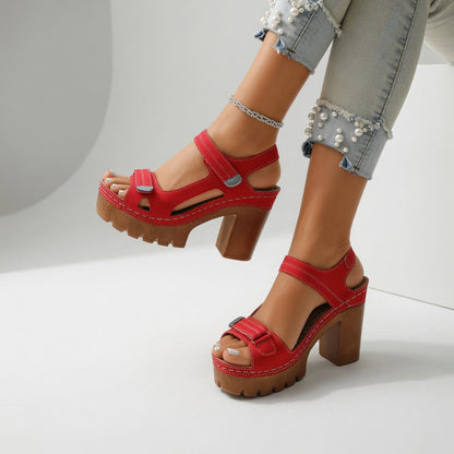Roselyn - Sculpted Platform Block Heel Sandal