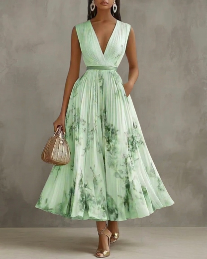 Nadia - Floral Pleated Midi Dress