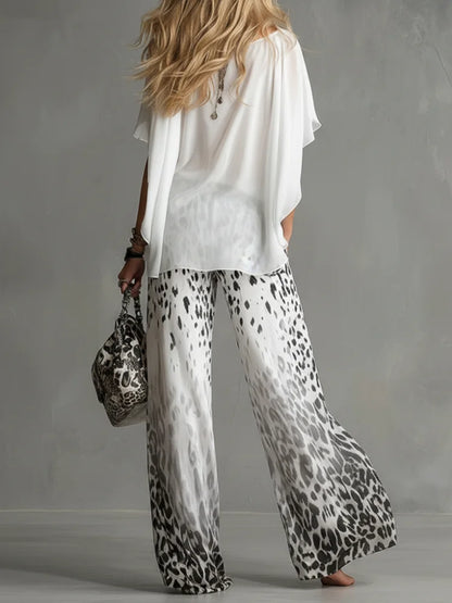 Quinavie - Airy Wide-Leg Two-Piece Set