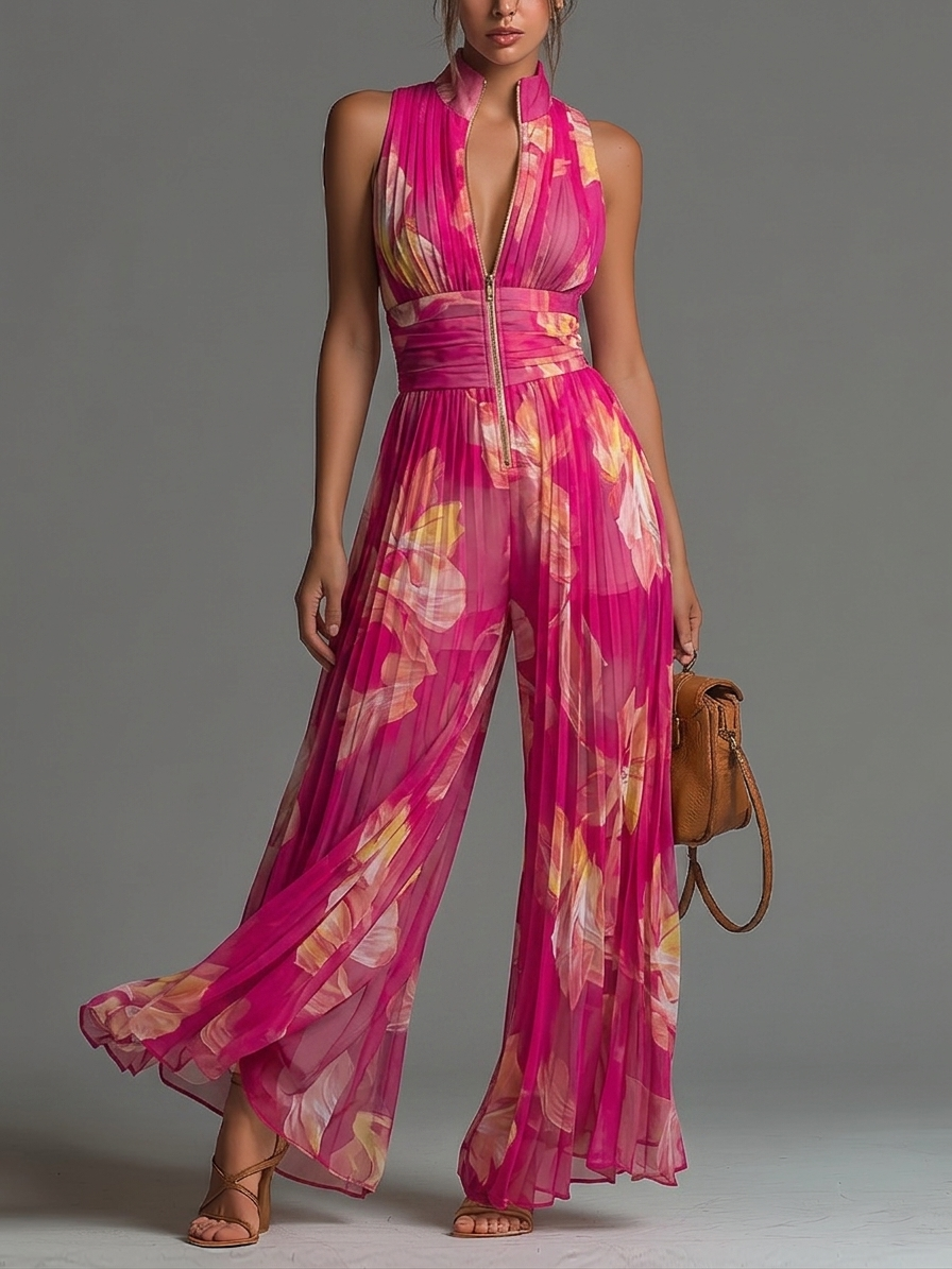 Azzurra - Lightweight Pleated Jumpsuit