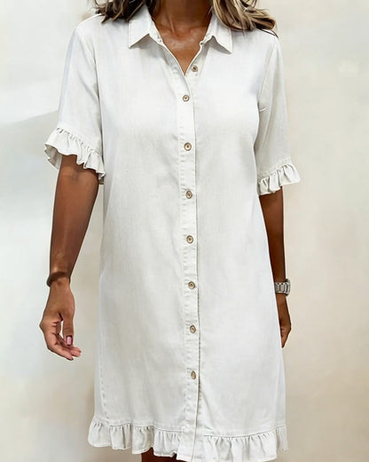 Veloura - Textured Ruffle-Sleeve Mini Dress