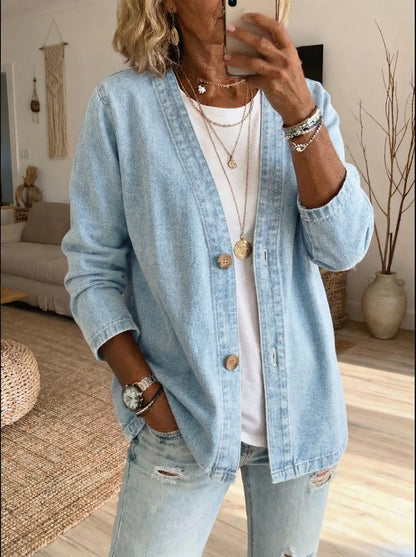 Shiloh - Lightweight Denim Button Cardigan