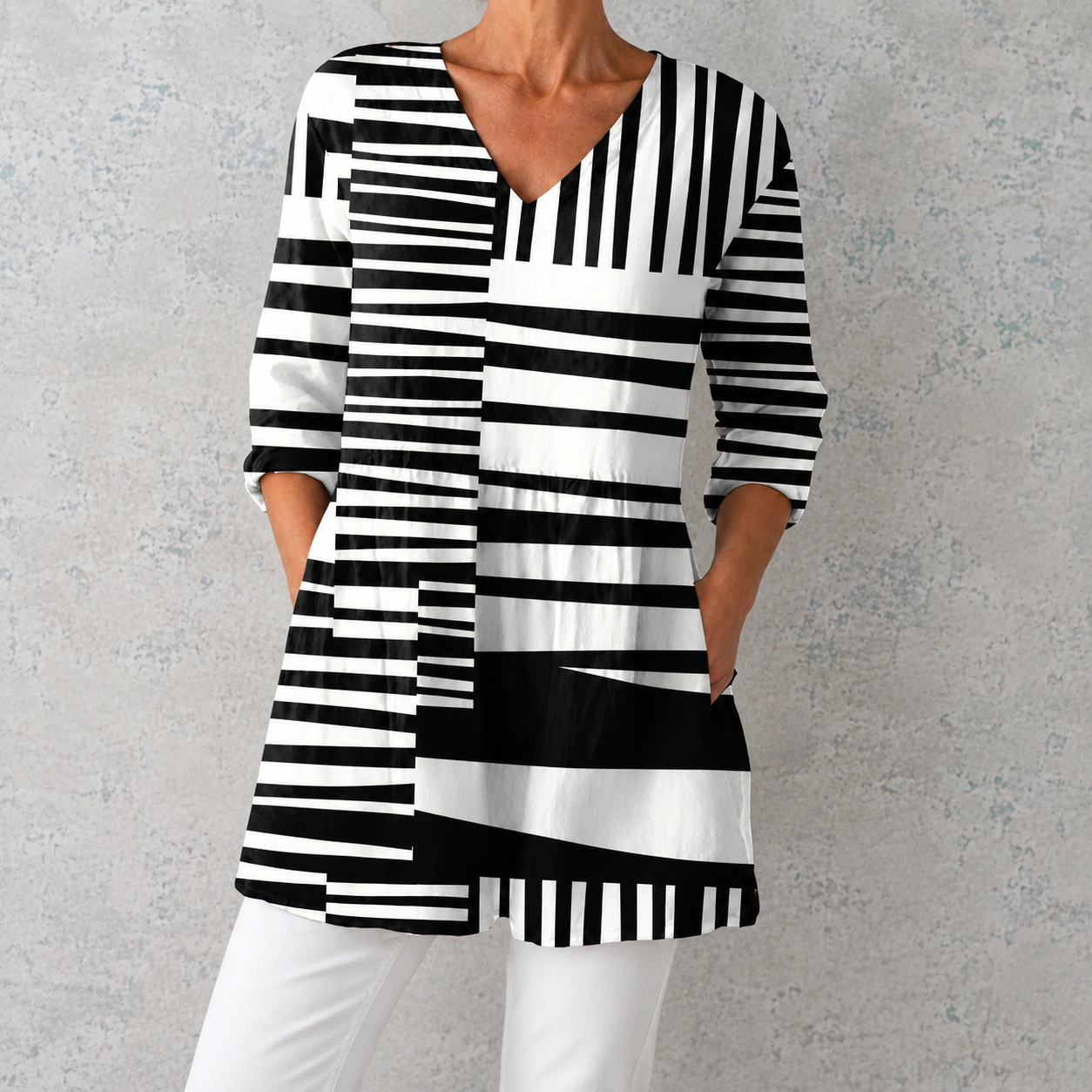 Savannah - Draped V-Neck Longline Blouse