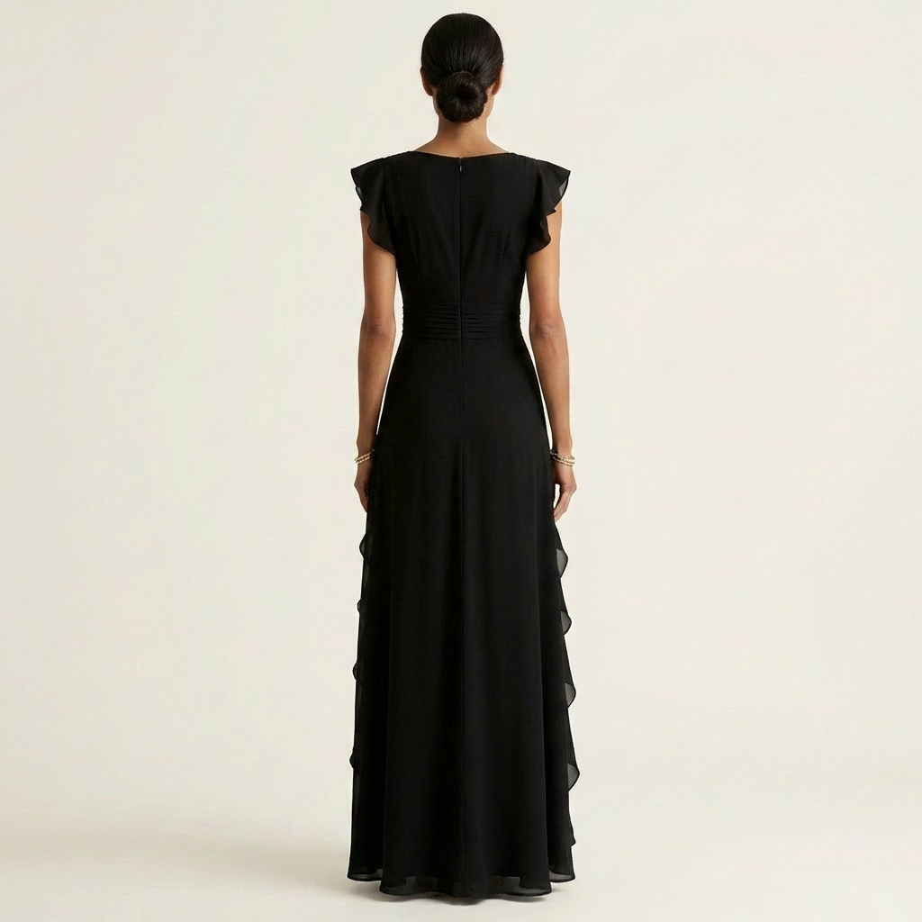 Delyth - Elegant Ruffle Wrap Maxi Dress