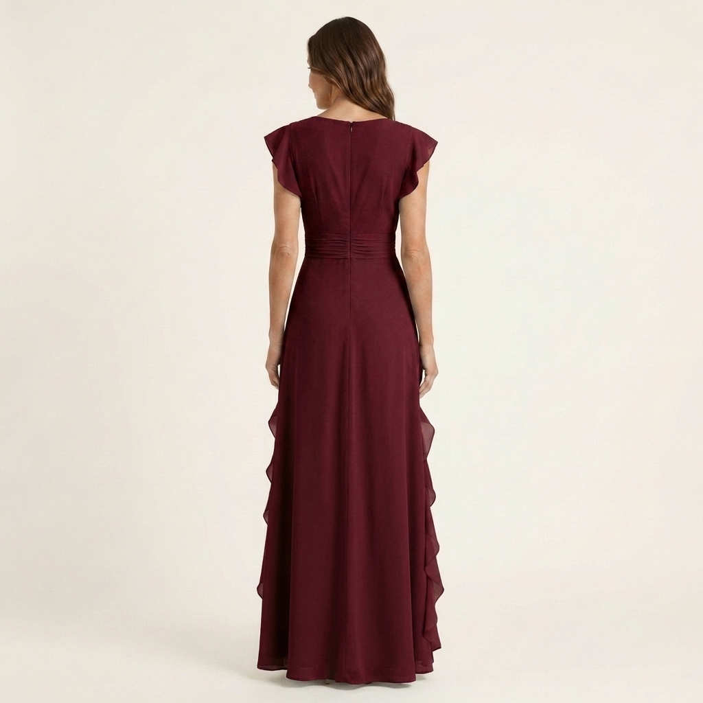Delyth - Elegant Ruffle Wrap Maxi Dress