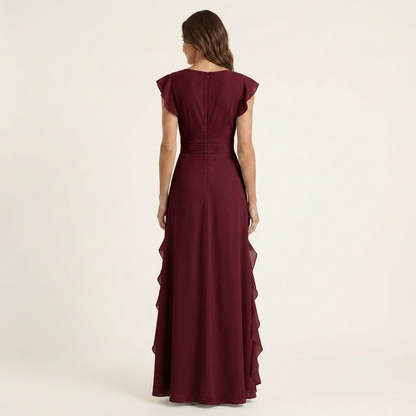 Delyth - Elegant Ruffle Wrap Maxi Dress