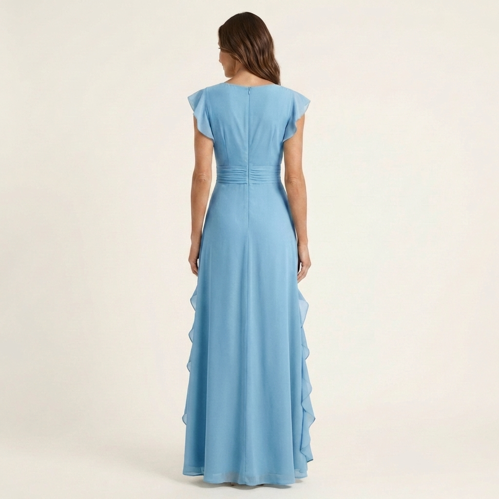 Delyth - Elegant Ruffle Wrap Maxi Dress