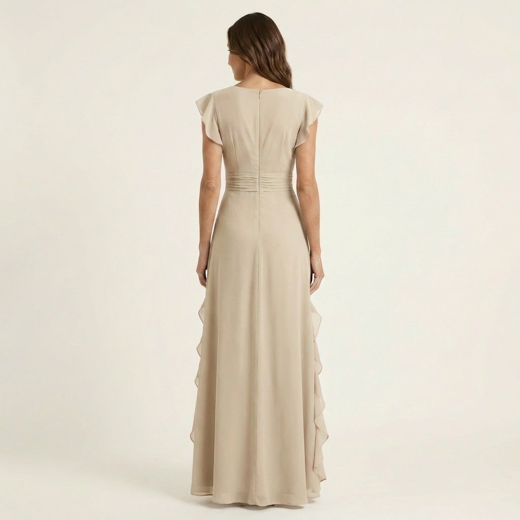 Delyth - Elegant Ruffle Wrap Maxi Dress