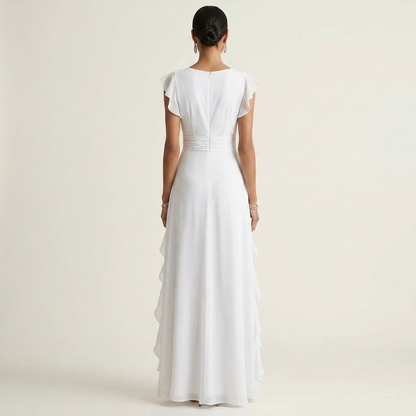 Delyth - Elegant Ruffle Wrap Maxi Dress