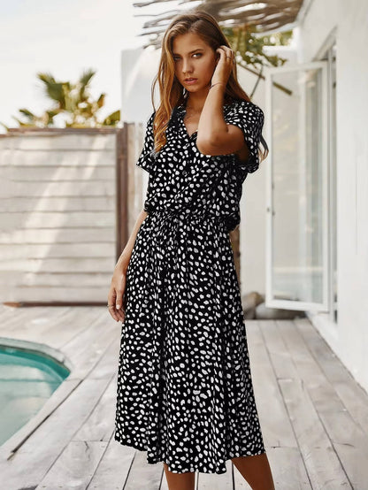 Linnet - Printed Tie Waist Midi Dress