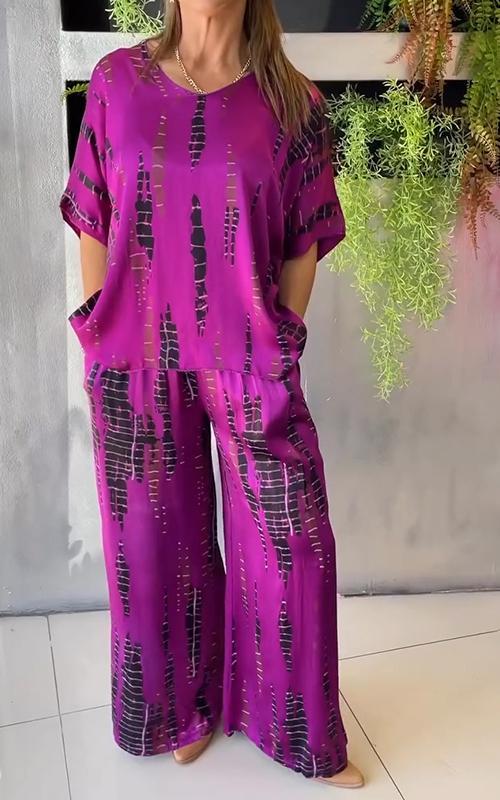 Kaemora - Soft-Touch Draped Two-Piece Set