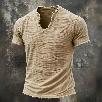 Jarrett - Textured V-Neck T-Shirt