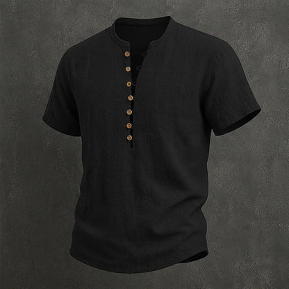 Fulton - Premium Linen Short-Sleeve Band-Collar Shirt