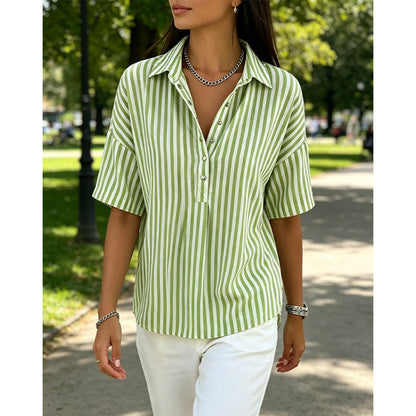 Alicia - Soft-Touch Striped V-Neck Top