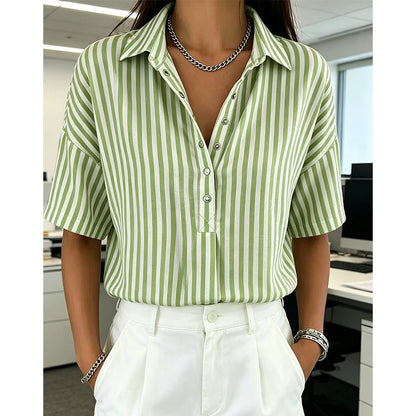 Alicia - Soft-Touch Striped V-Neck Top
