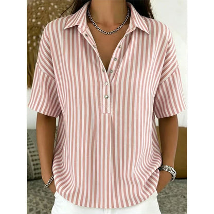 Alicia - Soft-Touch Striped V-Neck Top