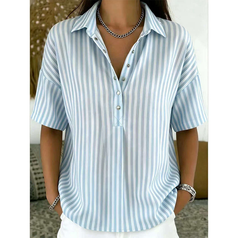 Alicia - Soft-Touch Striped V-Neck Top