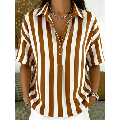 Alicia - Soft-Touch Striped V-Neck Top