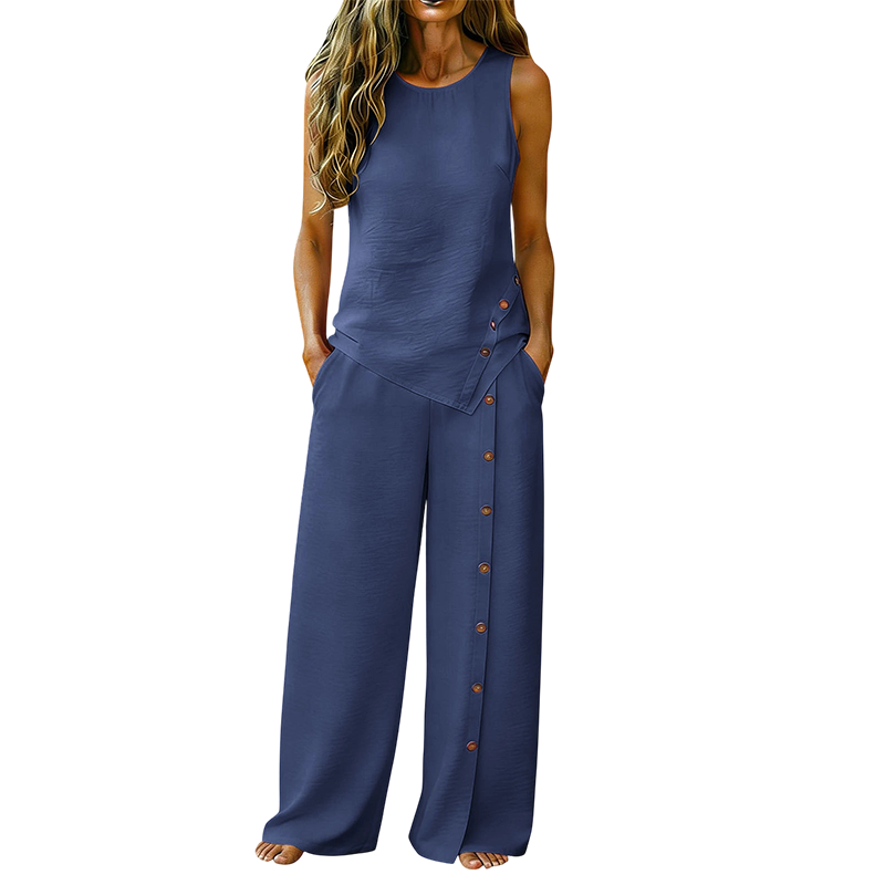 Amanda - Breathable Sleeveless Top & Wide-Leg Trousers Set
