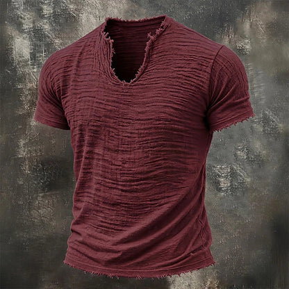 Jarrett - Textured V-Neck T-Shirt